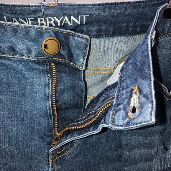 🎉3HP🎉 LANE BRYANT Low Rise Boyfriend Jeans Distressed Deconstructed Stretch 16 - Picture 14 of 16